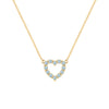 Rosecliff Heart Necklace featuring twelve faceted round cut Nantucket blue topaz prong set in 14k yellow Gold - front view