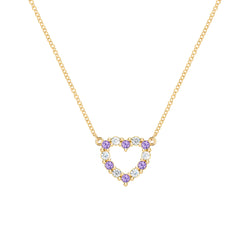 Rosecliff Small Heart Diamond & Amethyst Necklace in 14k Gold (February)
