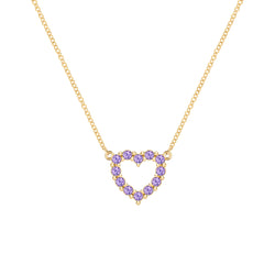 Rosecliff Small Heart Amethyst Necklace in 14k Gold (February)