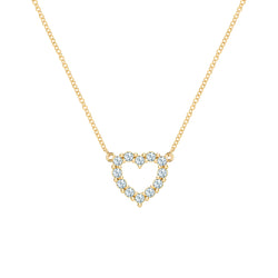 Rosecliff Small Heart Aquamarine Necklace in 14k Gold (March)