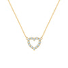 Rosecliff Heart Necklace featuring twelve faceted round cut aquamarines prong set in 14k yellow Gold - front view