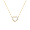 Rosecliff Heart Necklace featuring twelve faceted round cut diamonds prong set in 14k yellow Gold - front view