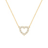 Rosecliff Heart Necklace featuring twelve faceted round cut white topaz prong set in 14k yellow Gold - front view