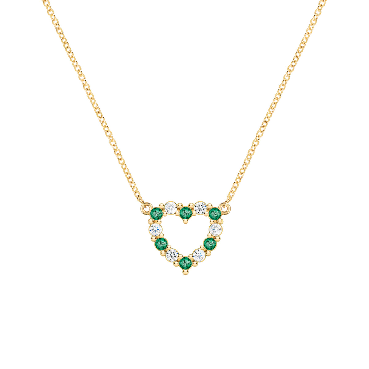 14K Yellow Gold Diamond Emerald Necklace