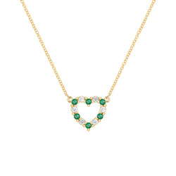 Rosecliff Small Heart Diamond & Emerald Necklace in 14k Gold (May)