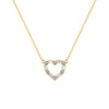 Rosecliff Heart Necklace featuring twelve alternating alexandrites and diamonds prong set in 14k yellow Gold - front view