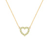 Rosecliff Heart Necklace featuring twelve faceted round cut peridots prong set in 14k yellow Gold - front view