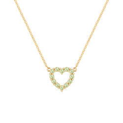 Rosecliff Small Heart Peridot Necklace in 14k Gold (August)