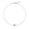 14k white gold Noel cable chain bracelet featuring one 1/4” flat disc engraved with a snowflake