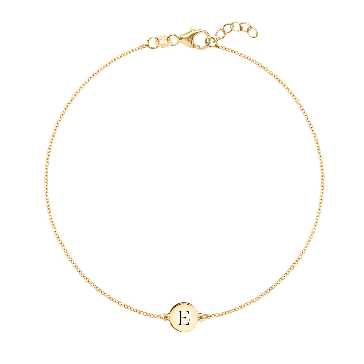 Glorria 14k Solid Gold Letter E Bracelet