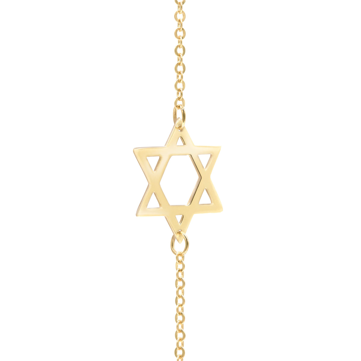 14K Gold Star Of David Diamond Necklace