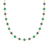 Terra Newport necklace featuring nineteen alternating 4 mm sapphires and emeralds bezel set in 14k yellow gold - front view
