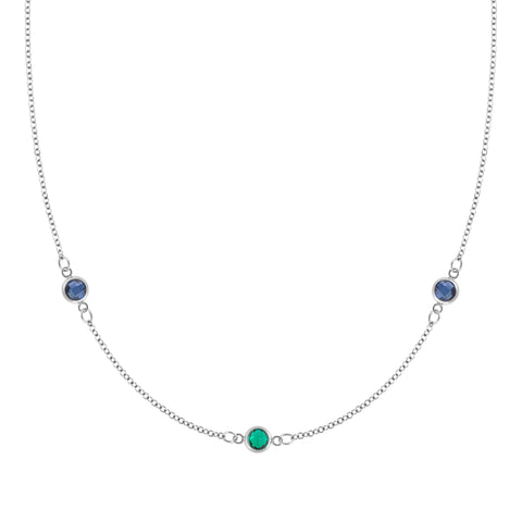 Terra 3 Stone Necklace in 14k Gold - White Gold