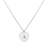 14k white gold cable chain necklace featuring one 16 x 15 mm flat heart pendant engraved with the letter A