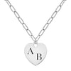 14k white gold adelaide necklace with a 23 x 24.5 mm large flat heart pendant engraved with 