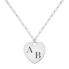 14k white gold mini adelaide necklace with a 23 x 24.5 mm large flat heart pendant engraved with 