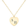 14k yellow gold mini adelaide necklace with a 23 x 24.5 mm large flat heart pendant engraved with 