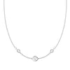 14k white gold Classic necklace featuring two birthstones and one 1/4” flat disc engraved with the female symbol