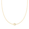 14k yellow gold Venus necklace featuring one 1/4” flat disc engraved with the female symbol - front view