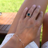Warren Vertical Atlantic Blue Topaz Ring with Diamonds in 14k Gold (December)