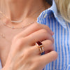 Warren Horizontal Garnet Ring with Diamonds in 14k Gold (January)
