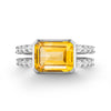 Warren Horizontal Citrine Ring with Diamonds in 14k Gold (November)