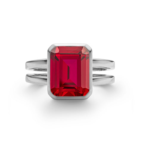 Warren Vertical Ruby Ring in 14k Gold (July) - White Gold