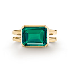 Warren Horizontal Emerald Ring in 14k Gold (May)