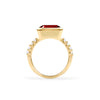 Warren Horizontal Garnet Ring with Diamonds in 14k Gold (January)