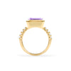 Warren Horizontal Amethyst Ring with Diamonds in 14k Gold (February)