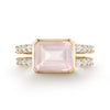 Warren Horizontal Rose Quartz Ring with Diamonds in 14k Gold (October)