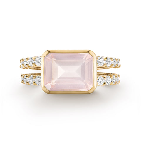 Buy Natural Rose Quartz Gold Plated Ring Online in India - Mypoojabox.in