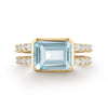 Warren Horizontal Nantucket Blue Topaz Ring with Diamonds in 14k Gold (December)