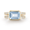 Warren Horizontal Aquamarine Ring with Diamonds in 14k Gold (March)