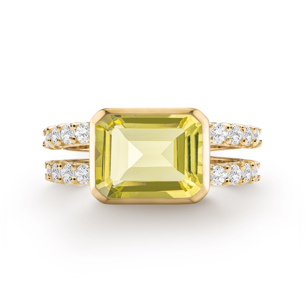 Portuguese Cut Peridot & Diamond Statement Ring in Gold | Burton's