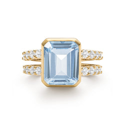 Warren Vertical Aquamarine Ring with Diamonds in 14k Gold (March)