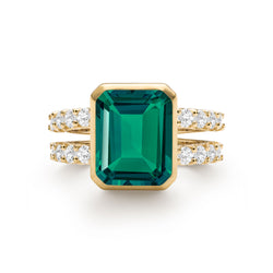 Warren Vertical Emerald Ring with Diamonds in 14k Gold (May)
