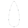 Wisdom Bayberry 11 Birthstone necklace featuring eleven 4 mm moonstones & sapphires bezel set in 14k white gold