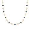 Wisdom Newport necklace featuring nineteen alternating 4 mm sapphires and moonstones bezel set in 14k yellow gold