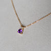 Greenwich Solitaire Amethyst & Diamond Necklace and Earrings Set in 14k Gold (February)