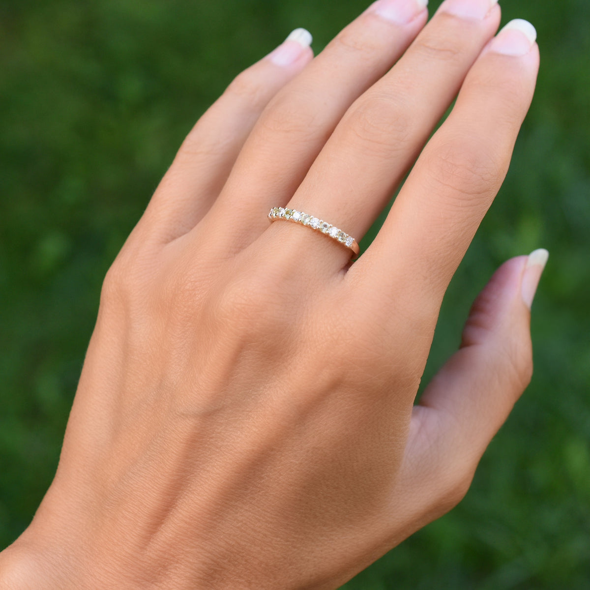 Peridot and diamond stackable ring Clearance