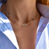Personalized Adelaide 5 Pavé Birthstone Link Necklace in 14k Gold