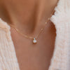 Greenwich Solitaire Opal & Diamond Necklace in 14k Gold (October)