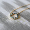 Rosecliff Small Circle Nantucket Blue Topaz Necklace in 14k Gold (December)