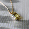 Adelaide paper clip chain and a Warren pendant with an emerald cut lemon verbena quartz gemstone in 14k gold